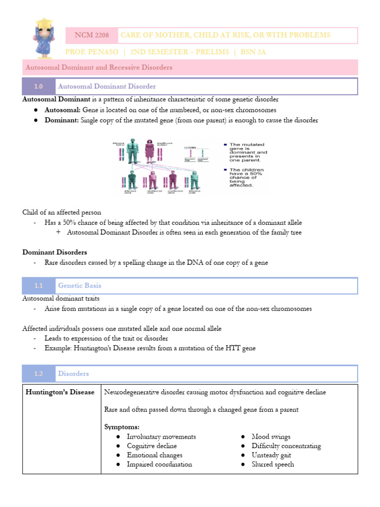 Autosomal Genetic Disorders Overview | PDF | Genetic Disorder ...