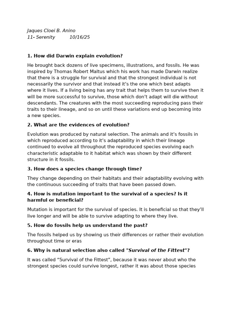 Understanding Evolution and Natural Selection | PDF