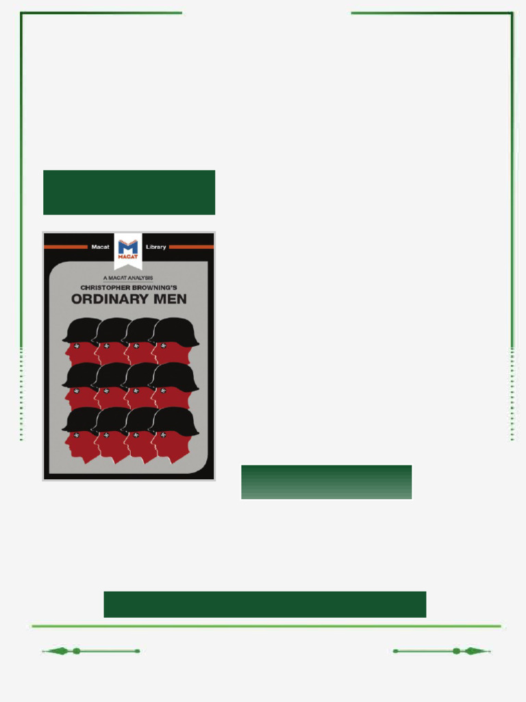 An Analysis of Christopher R Browning s Ordinary Men Reserve Police ...