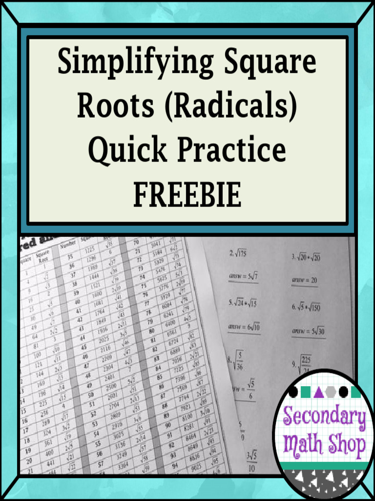 Simplifying Square Roots Practice Sheet | PDF | Chess Theory | Chess