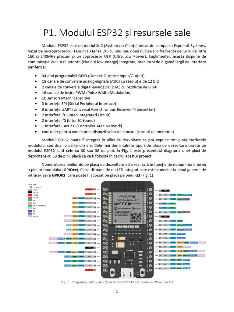 P1. Modulul ESP32 Și Resursele Sale | PDF