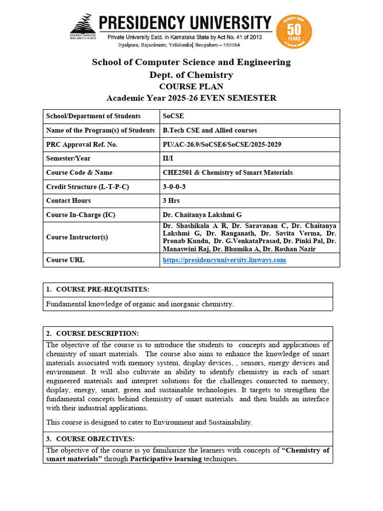 Course Plan CHE-2501 | PDF | Artificial Intelligence | Intelligence (AI ...