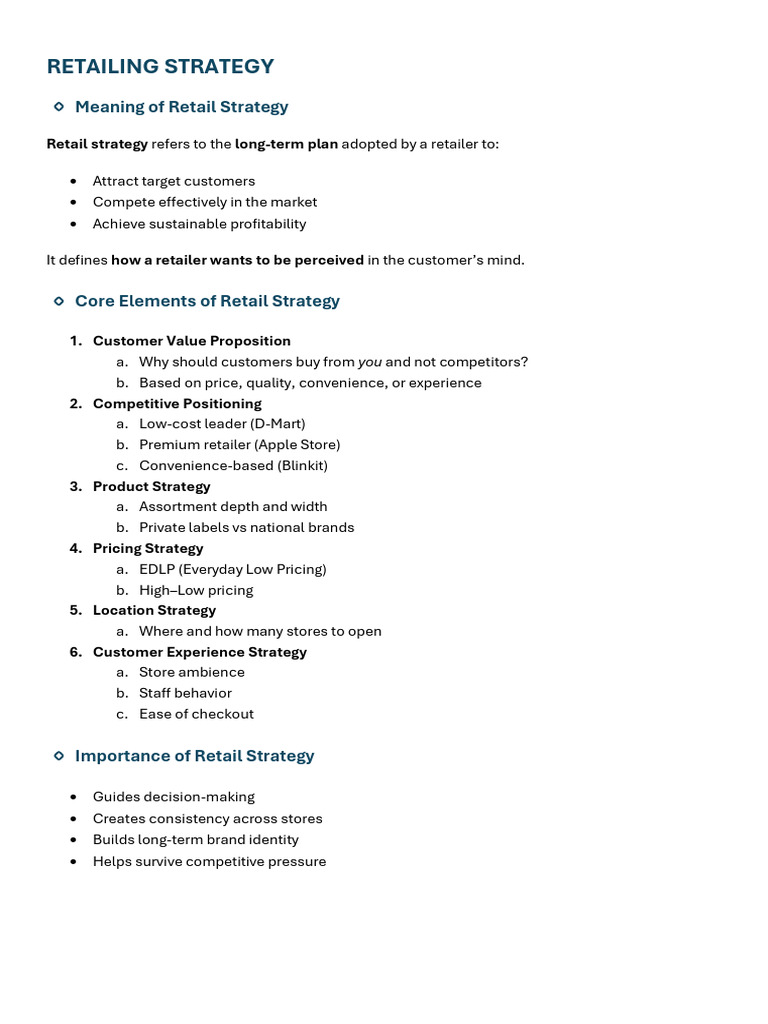 Comprehensive Retail Strategy Guide | PDF | Retail | Pricing