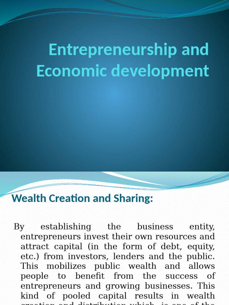 Role of Entrepreneurs in Economic Growth | PDF | Entrepreneurship ...