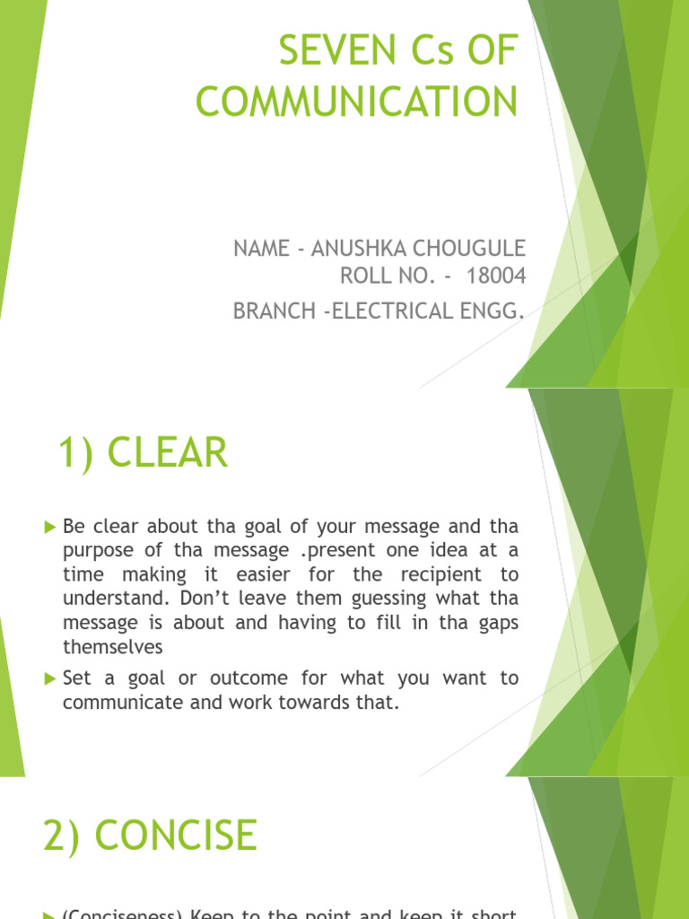 SEVEN Cs OF COMMUNICATION | PDF | Communication | Learning
