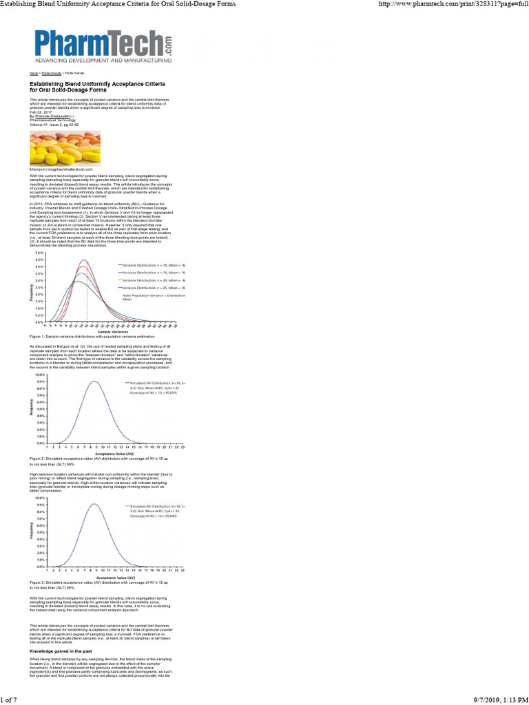 Establishing Blend Uniformity Acceptance Criteria for Oral Solid-Dosage ...