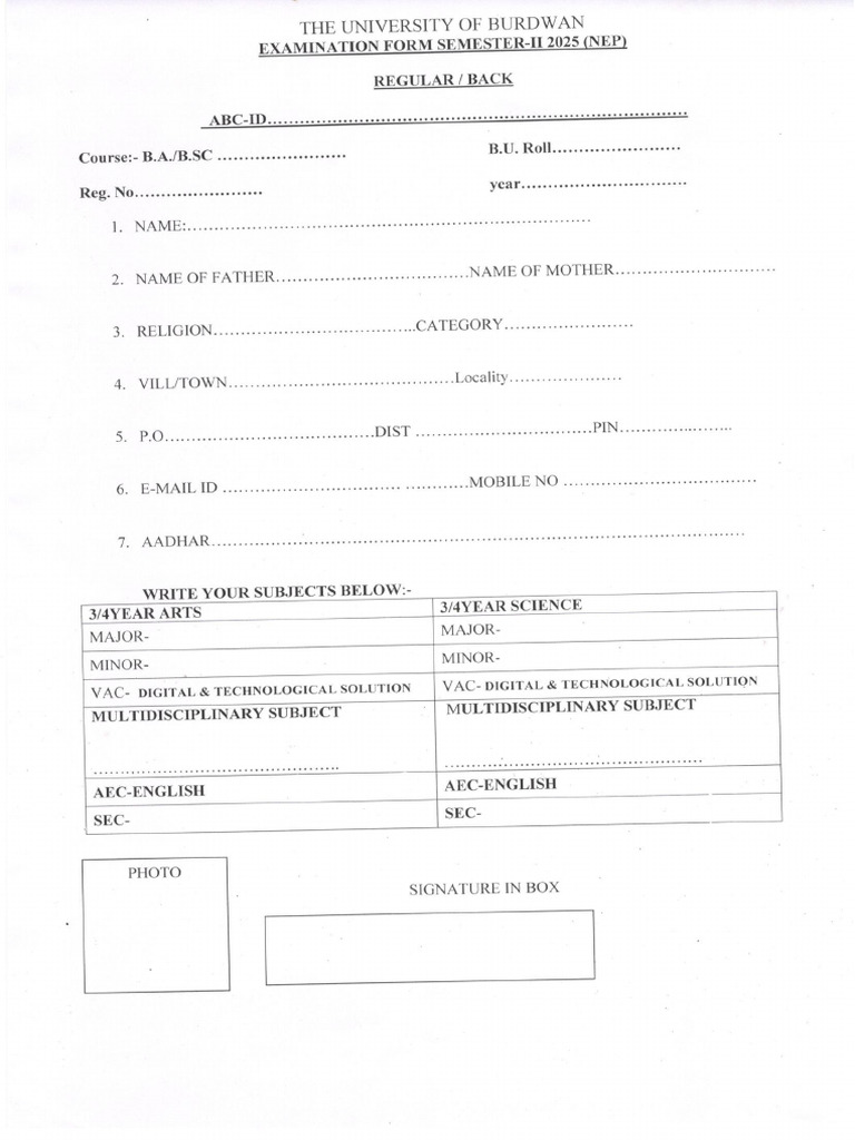 SEM-II NEP FORM (3) | PDF