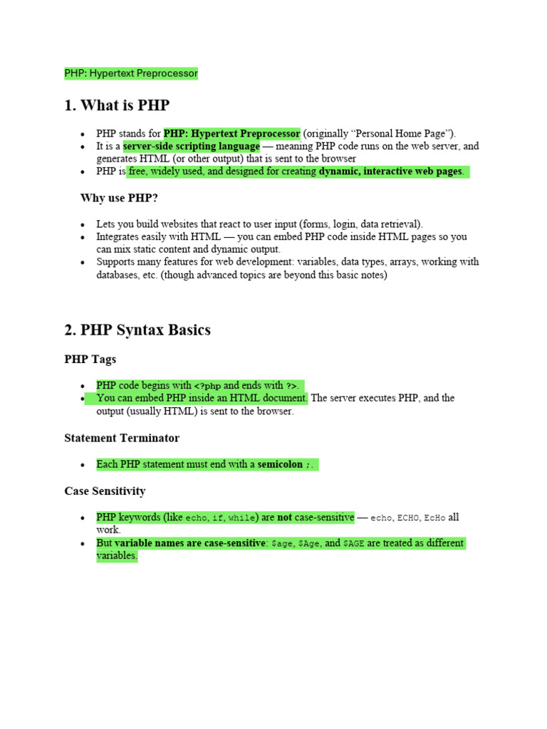 Introduction to PHP Programming Basics | PDF | Php | World Wide Web