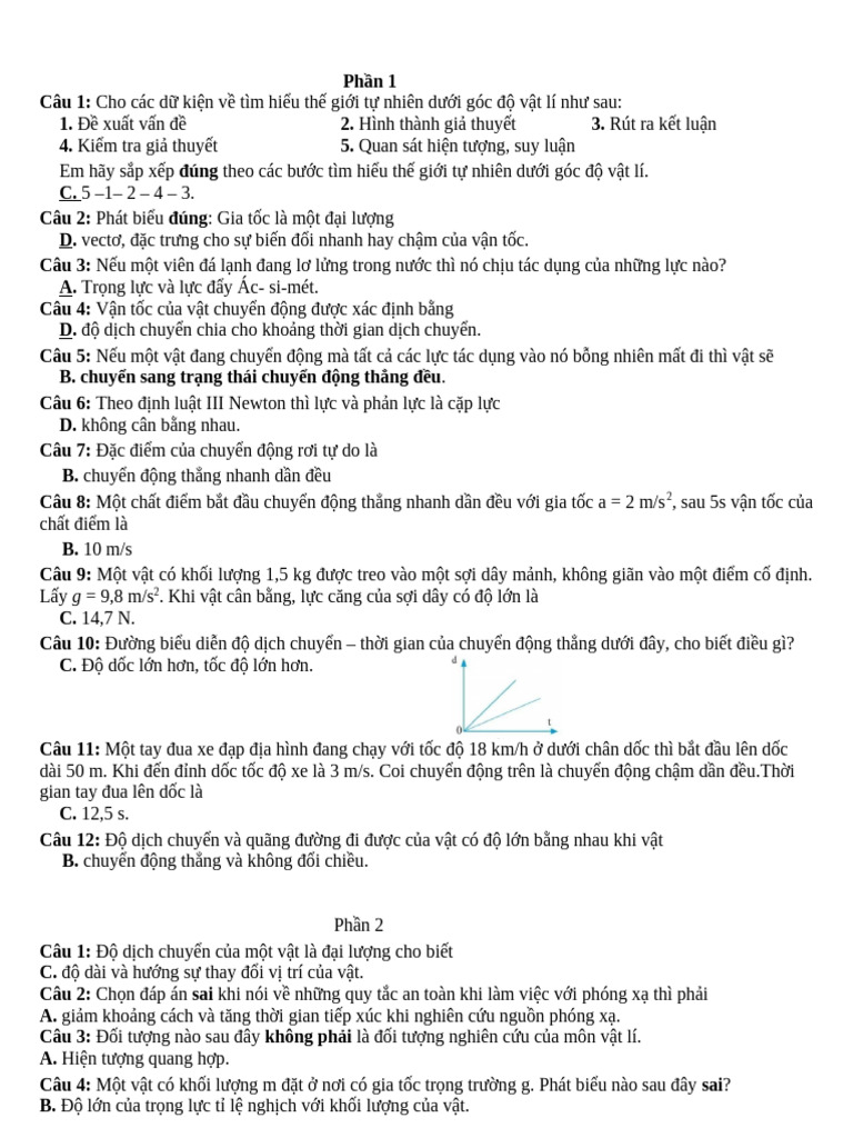 Bt Bài 10 - Lí 10. Ôn Tập Hk 1. 2026. Hs | PDF