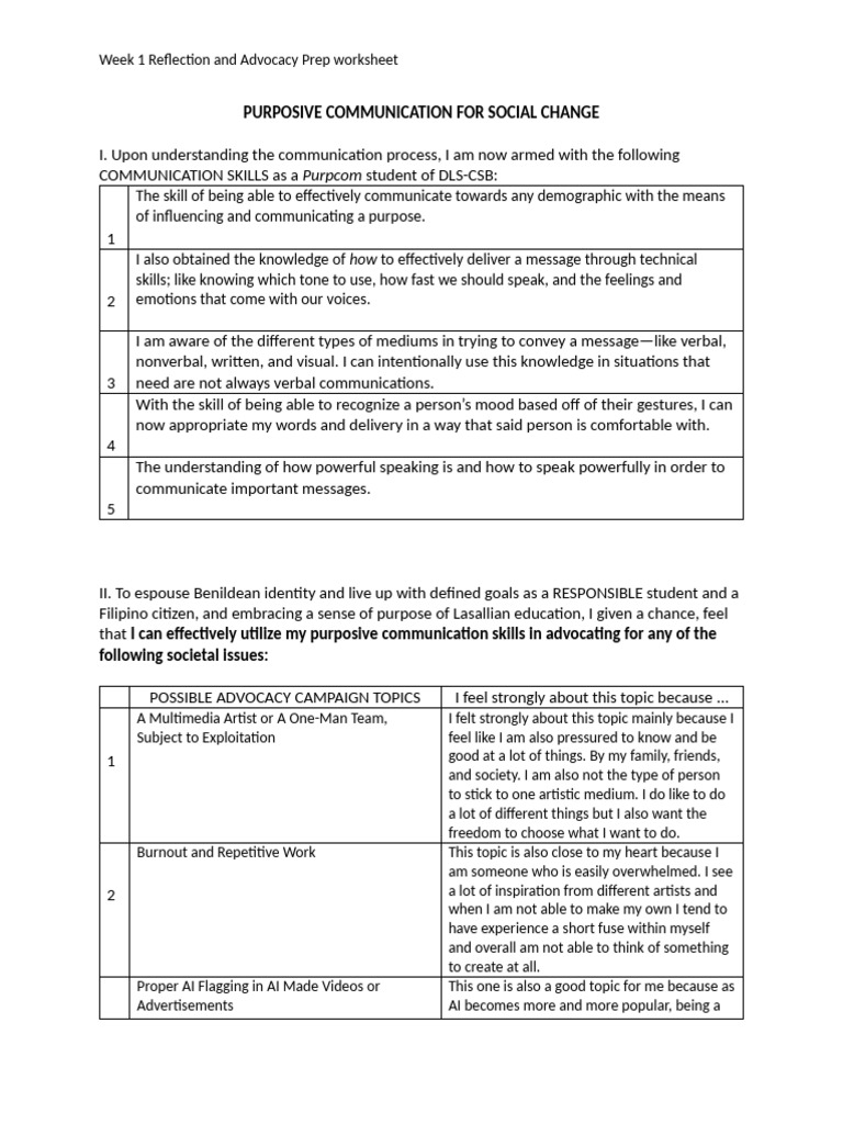 Week 1 Purposive Communication Insights | PDF | Communication ...