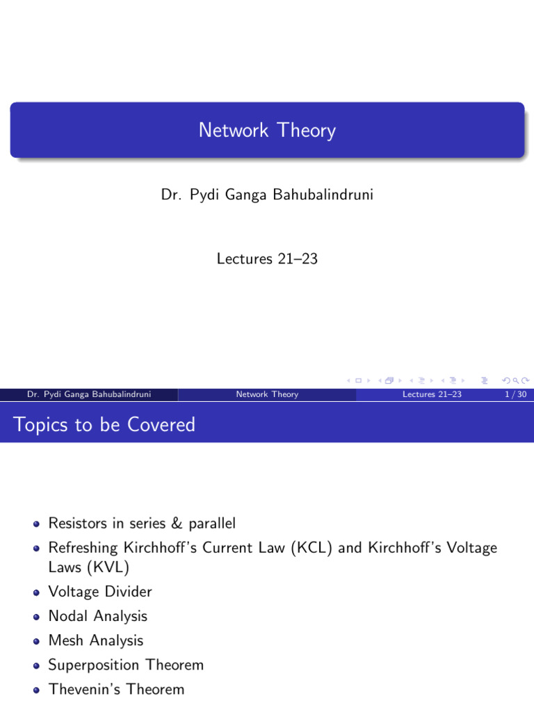 Network Theory: Resistors & Analysis Techniques | PDF | Electrical ...