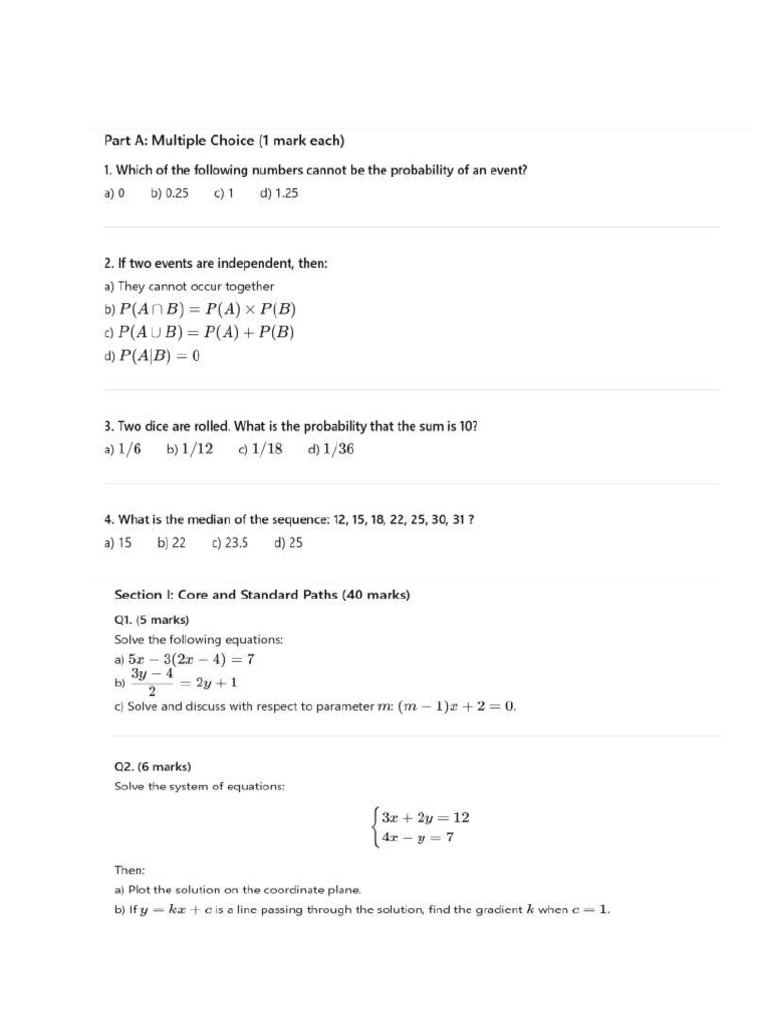 Mathematics Test - Advanced Level | PDF