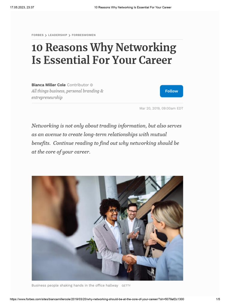 Importance of Networking for Career Success | PDF | Cognition | Social ...