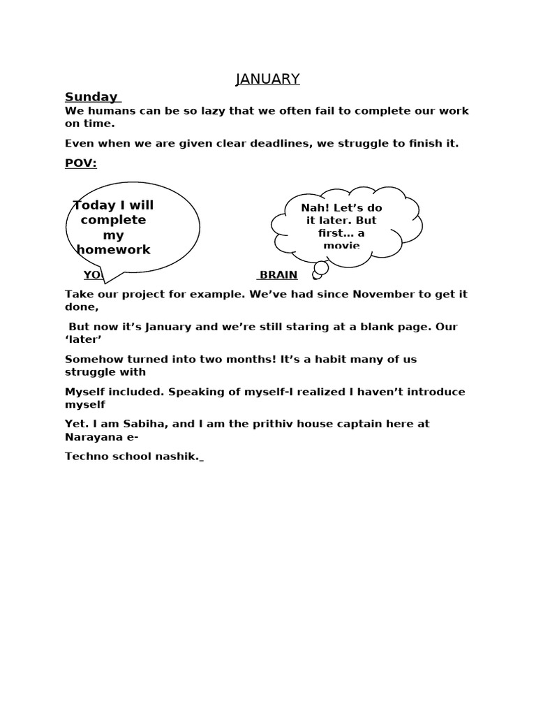 Procrastination Struggles in January | PDF