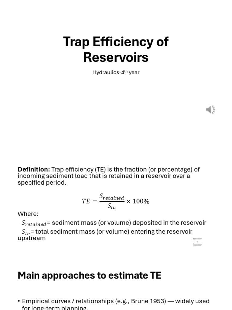 Reservoir Trap Efficiency Methods Explained | PDF | Sediment | Earth ...