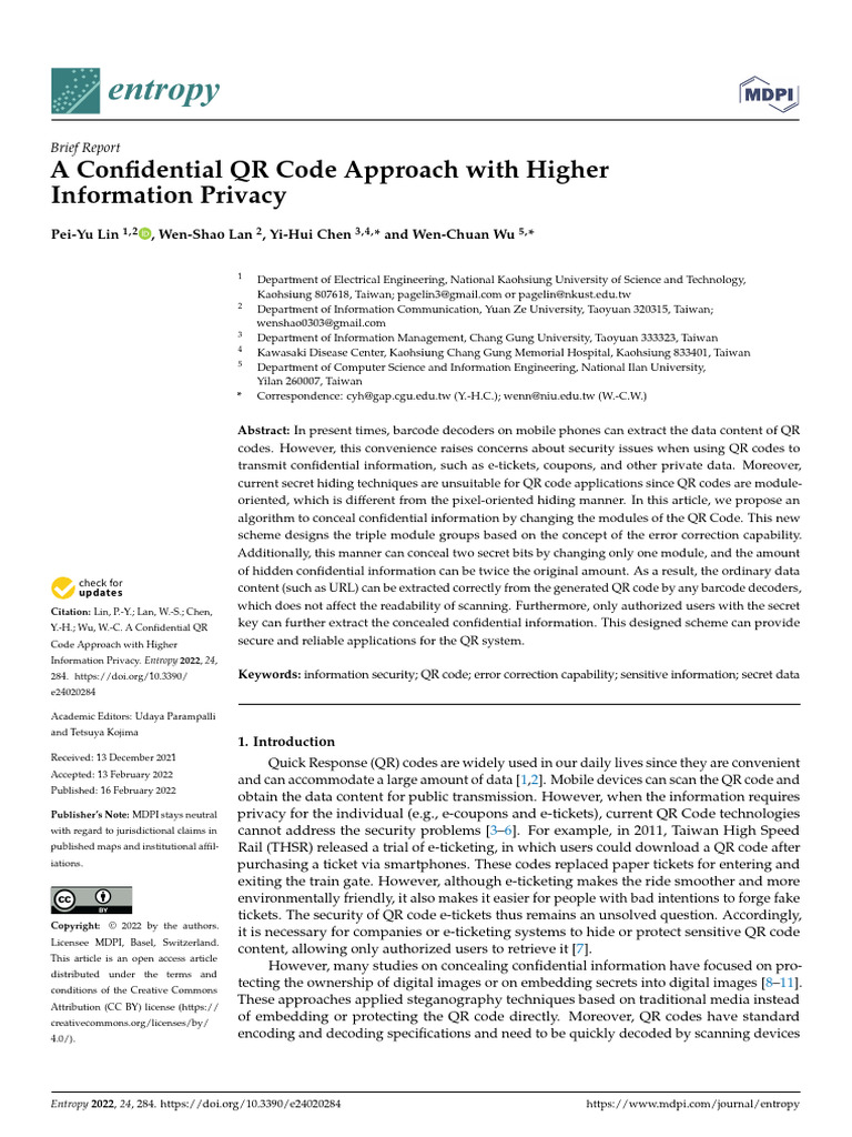 Confidential QR Code Privacy Method | PDF | Qr Code | Barcode