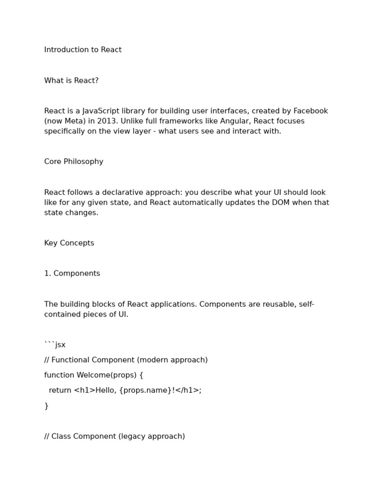 Introduction to React Basics and Concepts | PDF | Computing | Software ...
