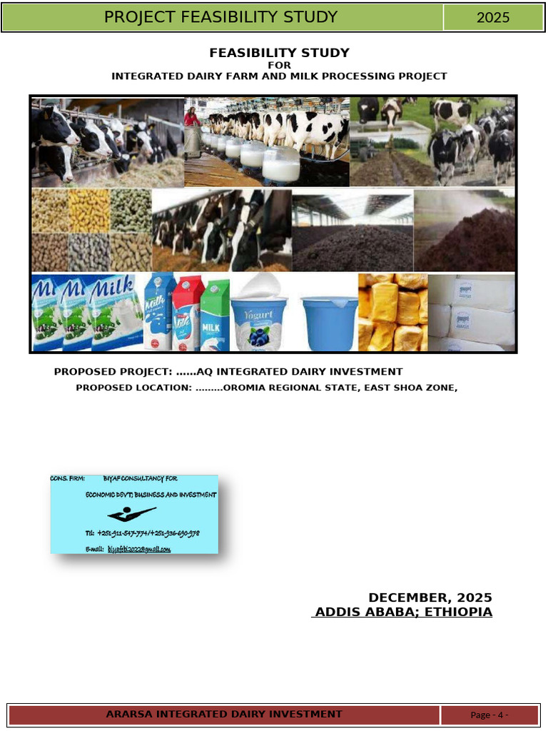 Feasibility Study for Dairy Farm Project | PDF | Dairy | Milk