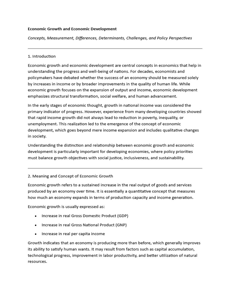 Economic Growth vs. Development Explained | PDF | Economic Growth ...