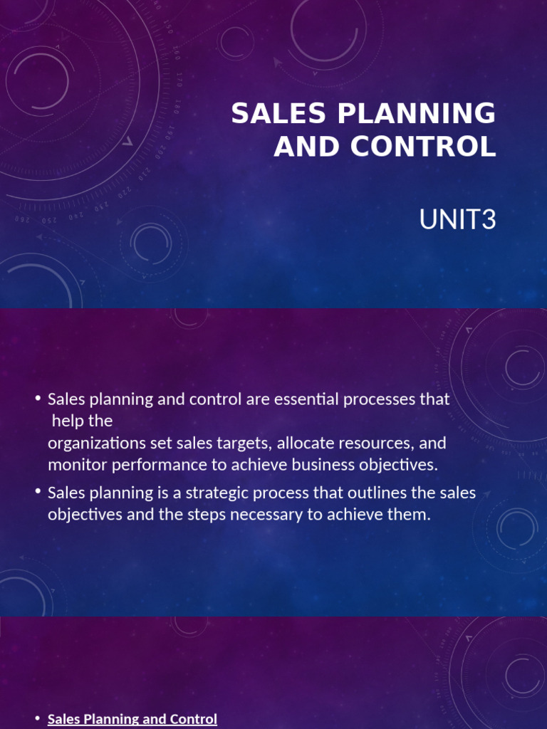 Sales Planning and Control Overview | PDF