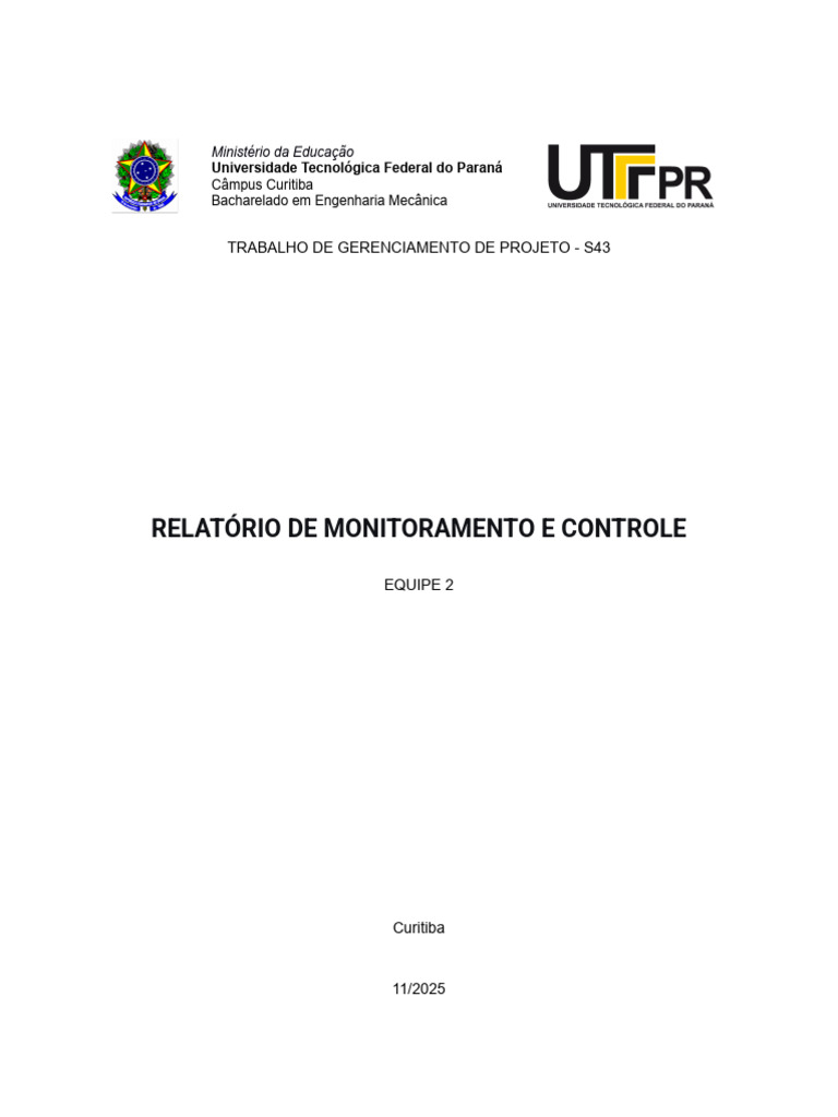 Relatório de Monitoramento do Projeto S43 | PDF