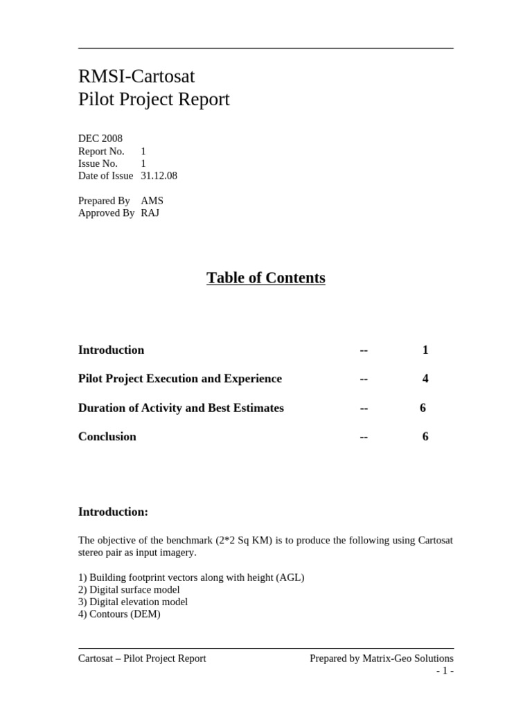 Cartosat Pilot Project Report 2008 | PDF | Computing