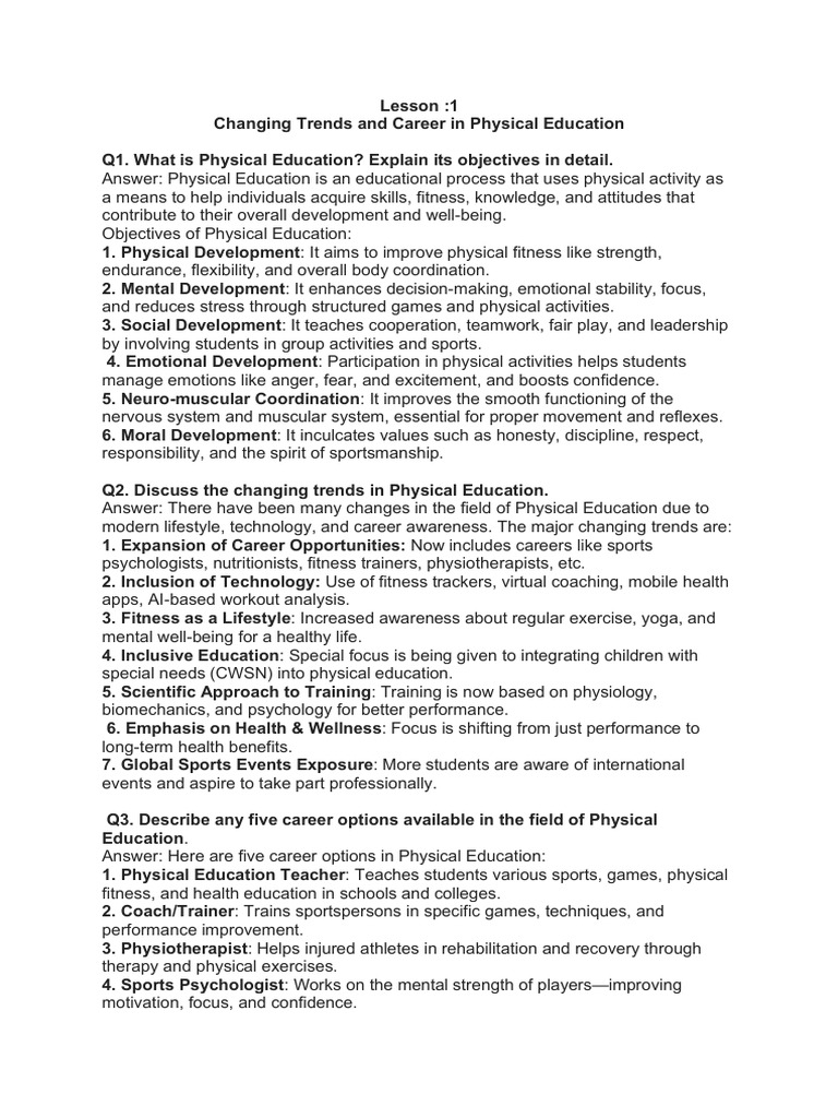 Trends and Careers in Physical Education | PDF | Physical Fitness ...