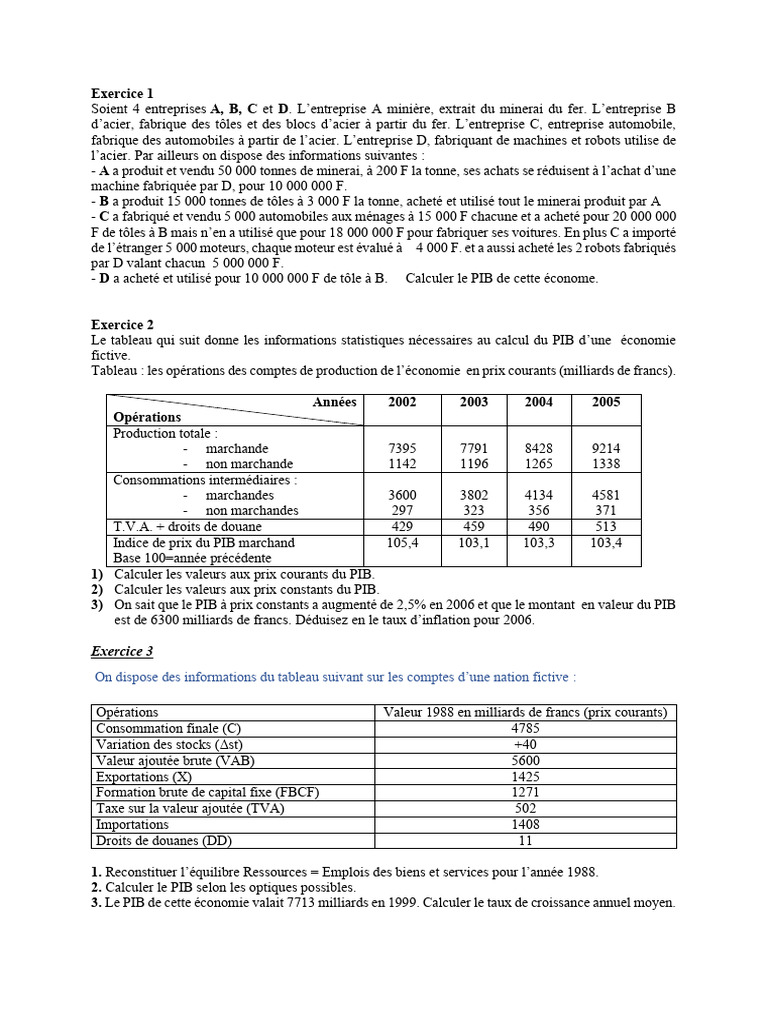 Calcul du PIB d'une économie fictive | PDF | Produit intérieur brut ...