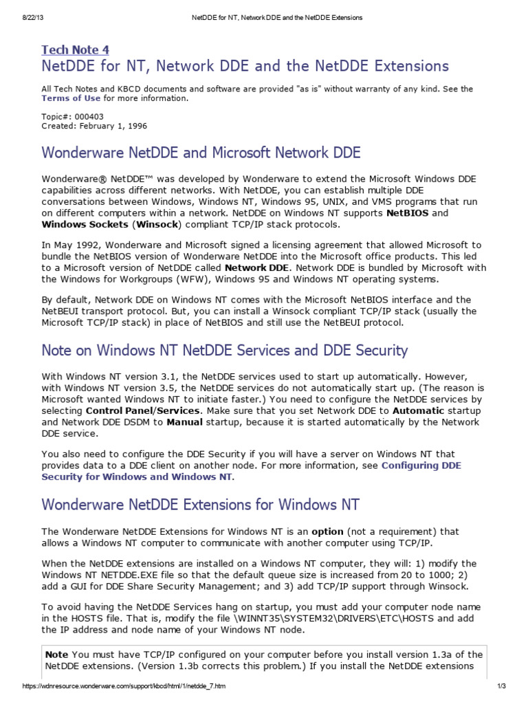 NetDDE for Windows NT Overview | PDF | Ip Address | Transmission ...