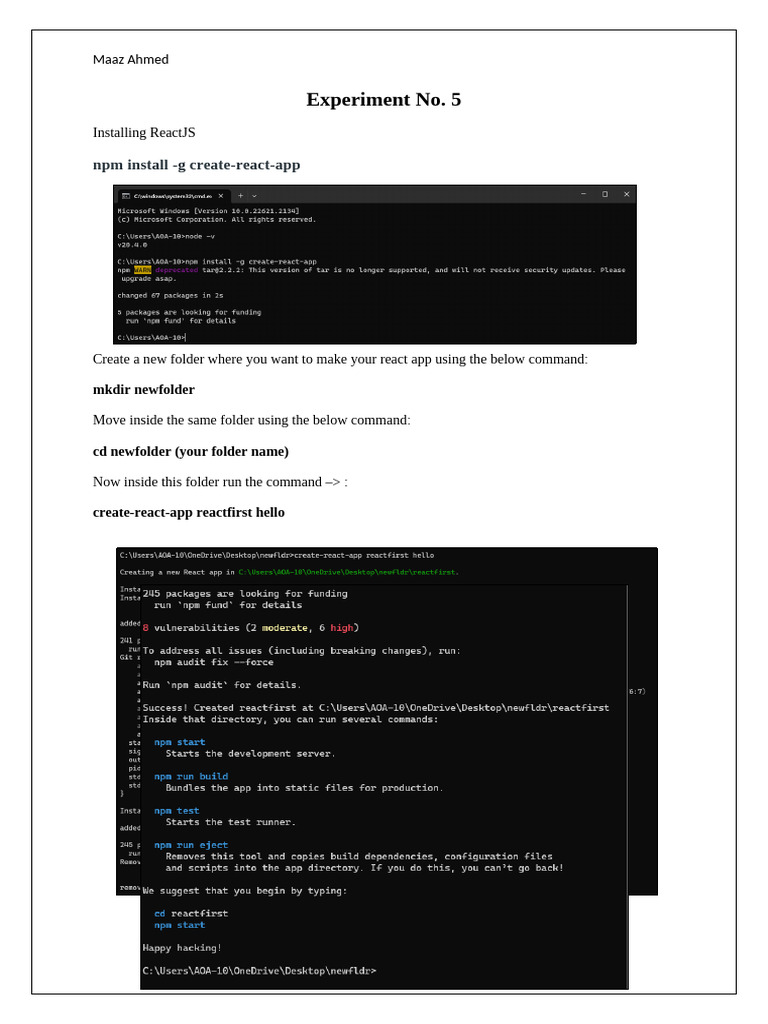 Installing ReactJS: Step-by-Step Guide | PDF