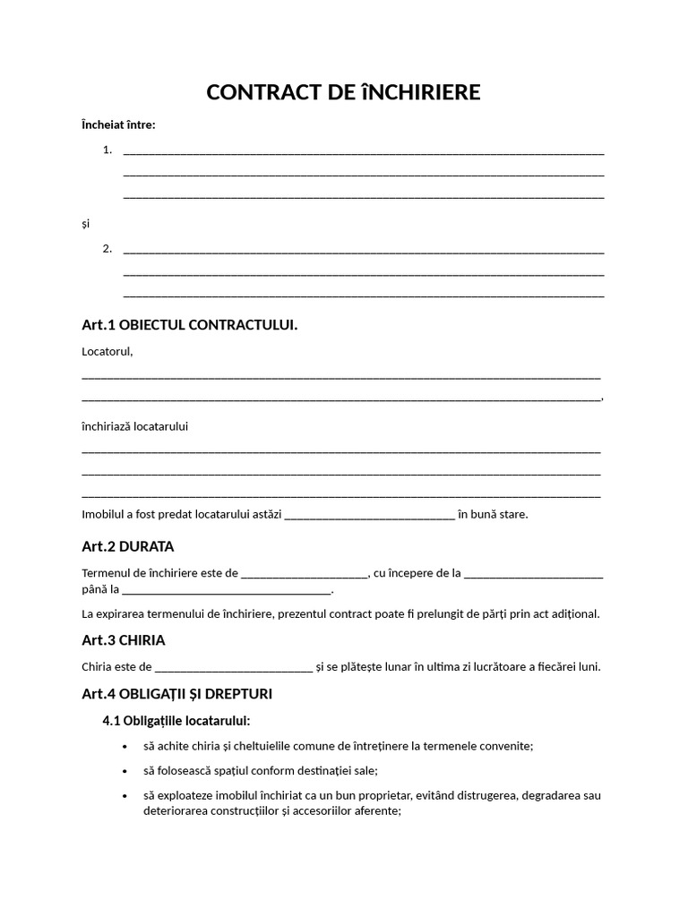 Contract de Inchiriere | PDF