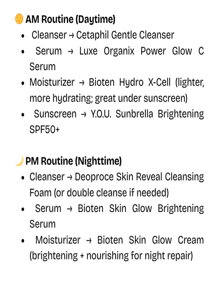 ? AM Routine (Daytime) Cleanser → Cetaphil Gentle Cleanser Serum → Luxe ...
