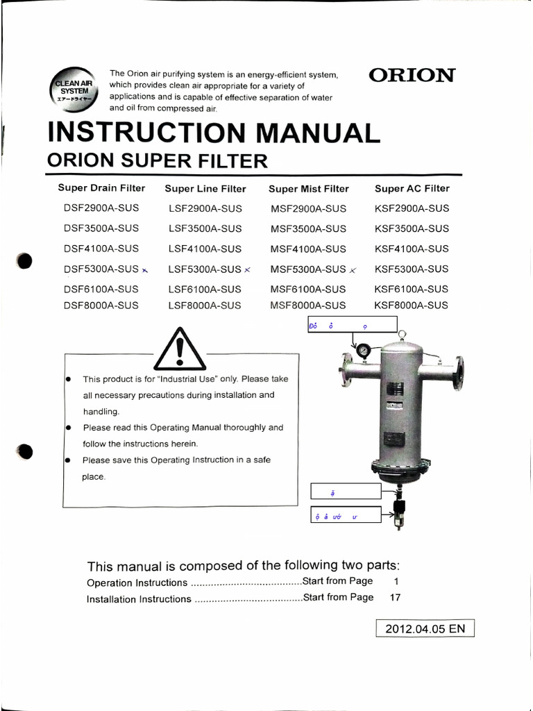 Orion Compressed Air Filter | PDF | Valve