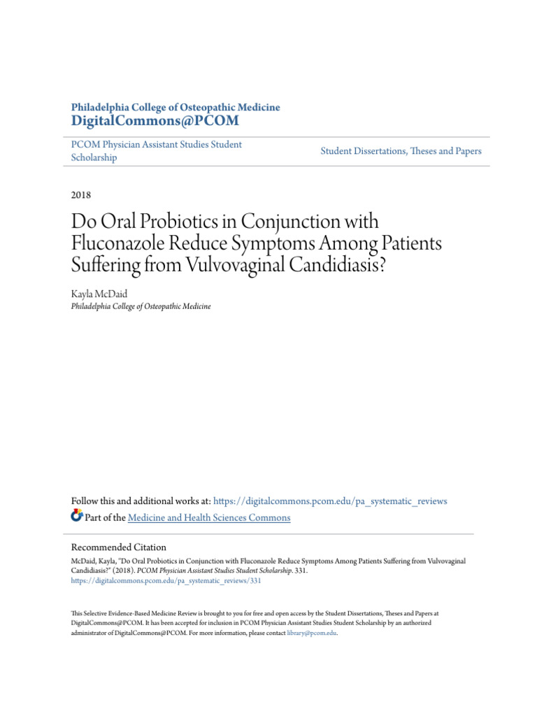 Probiotics and Fluconazole for VVC Relief | PDF | Candidiasis | Probiotic