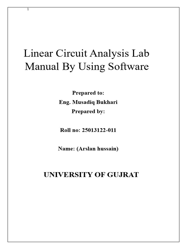 Linear Circuit Analysis Lab Manual by Using Software 2 | PDF | Resistor ...