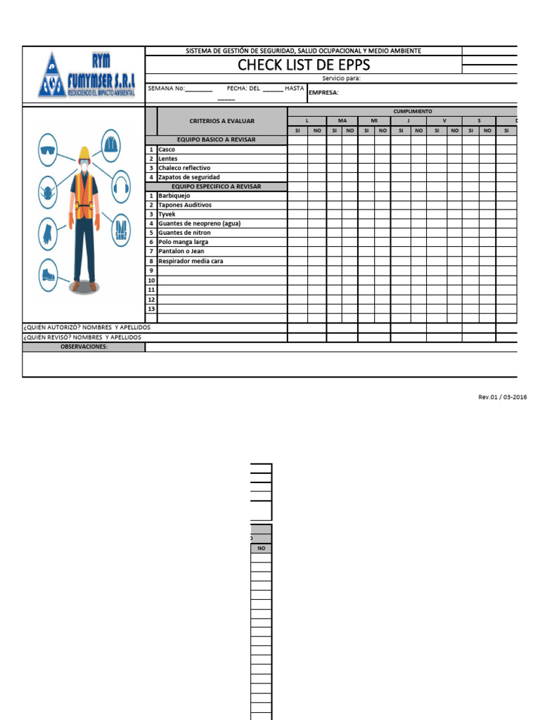 Checklist de EPP para Seguridad Laboral | PDF
