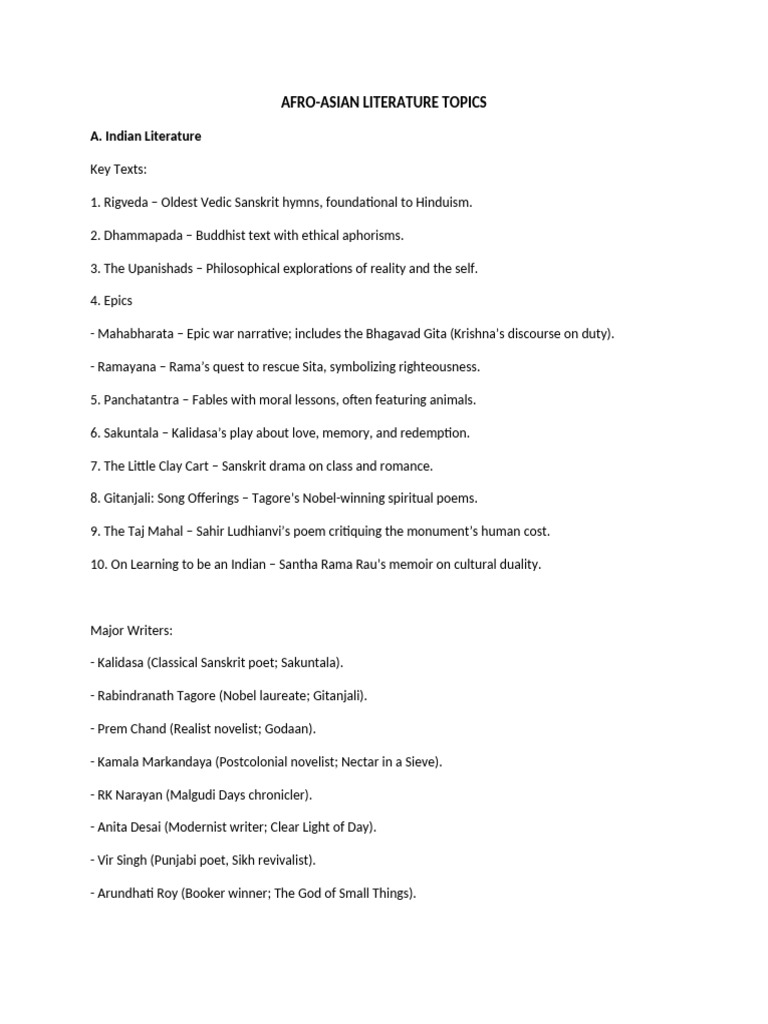 Key Texts in Afro-Asian Literature | PDF | Poetry