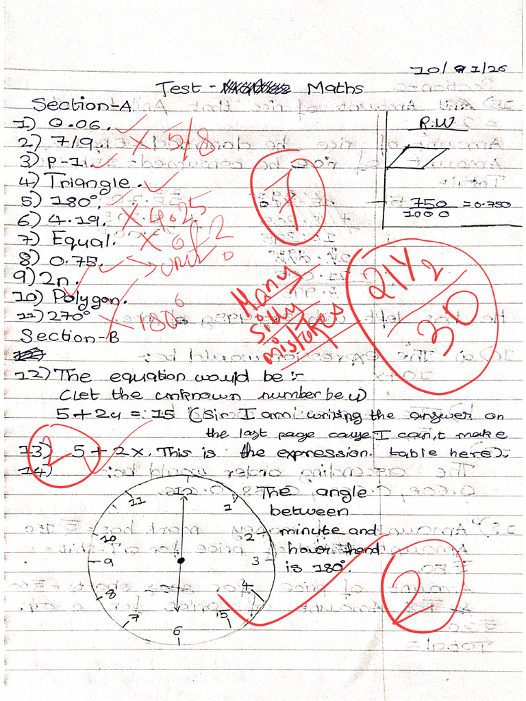 Test Paper Correction | PDF