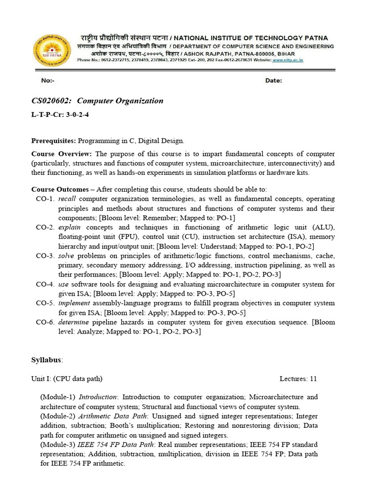 Computer Organization Course Overview | PDF | Office Equipment ...