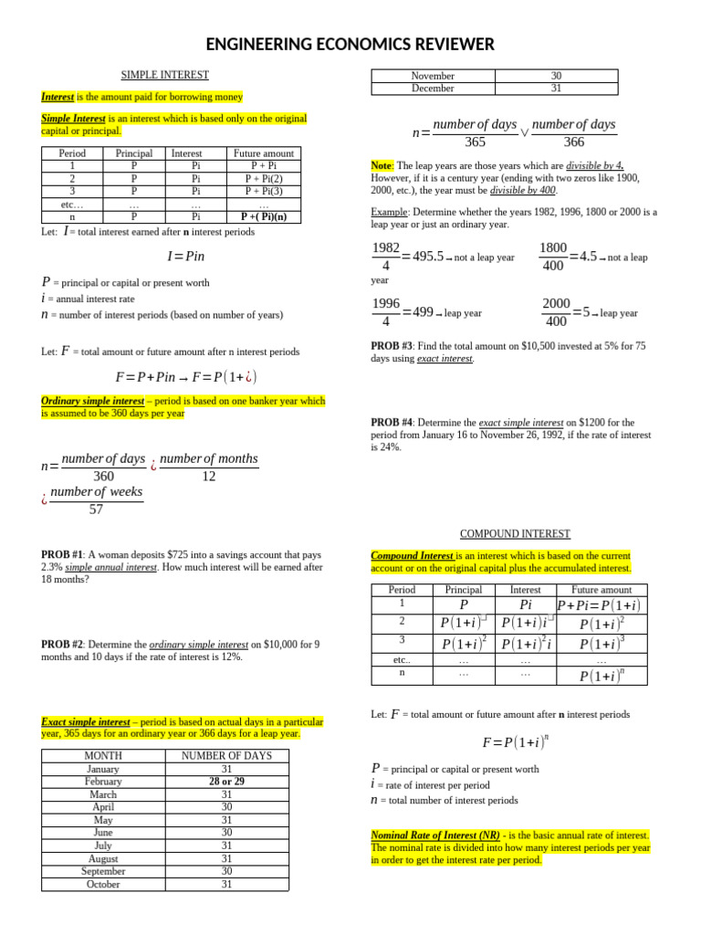 Engineering Economics: Interest Concepts | PDF