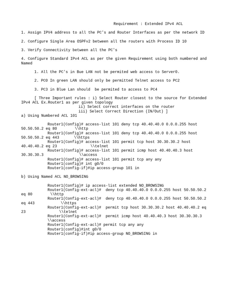 Extended IPv4 ACL Configuration Guide | PDF