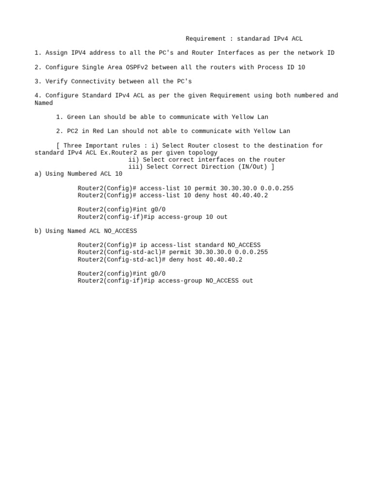 Standard IPv4 ACL Configuration Guide | PDF