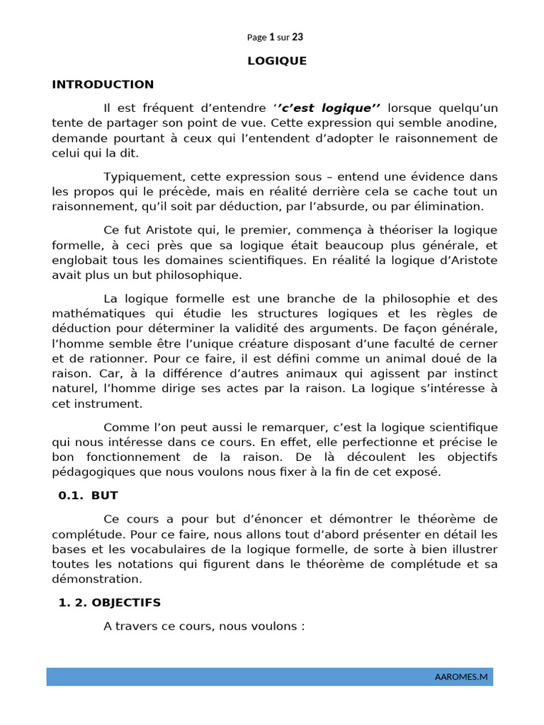 Introduction à la logique formelle | PDF | Déduction logique | Sujet ...