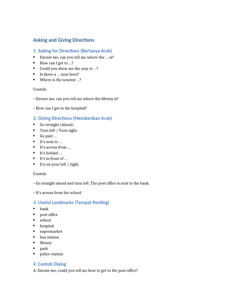 Asking Giving Directions SMP | PDF