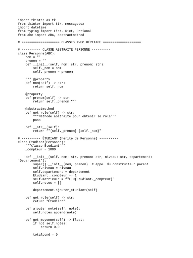 Gestion des étudiants et notes en Python | PDF | Programmation orientée ...