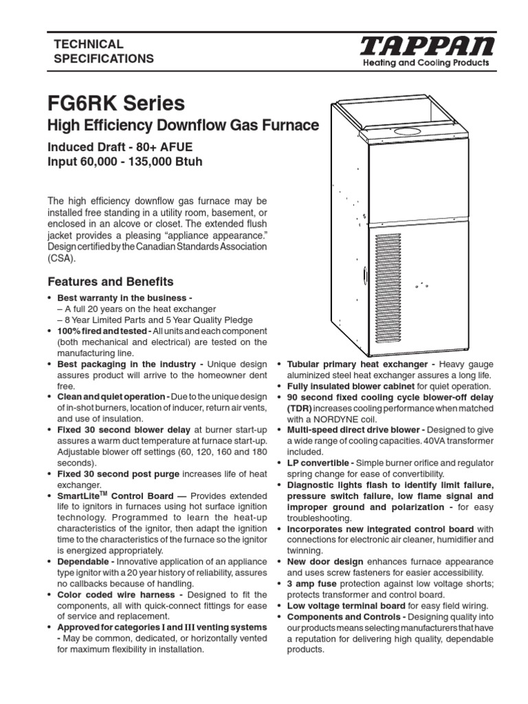 Tappan Furnace FG6RK 096N 16B PDF Furnace Transformer