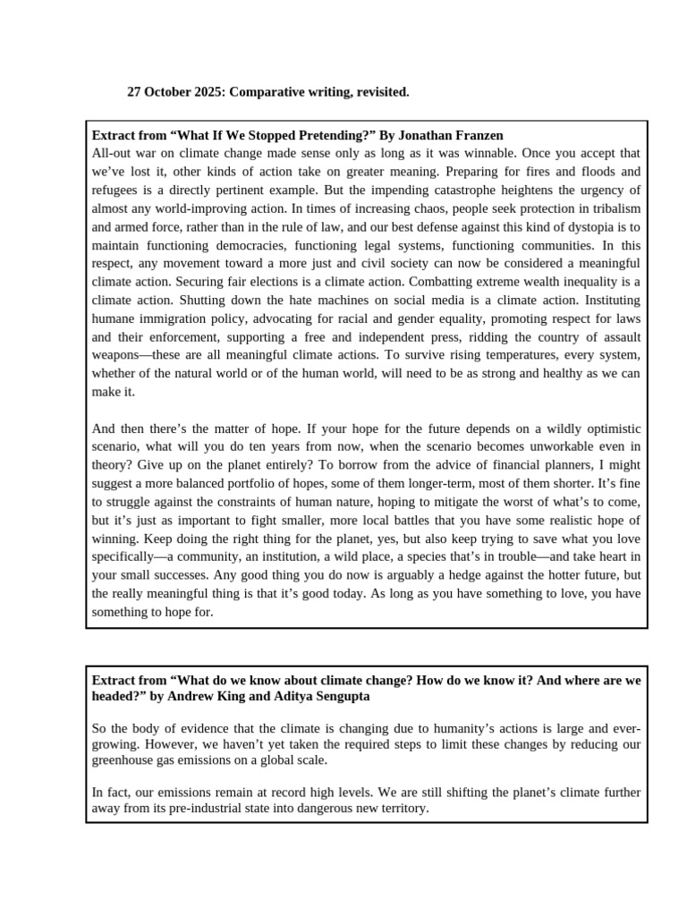 Climate Action: Comparative Analysis | PDF | Verb | Rhetoric