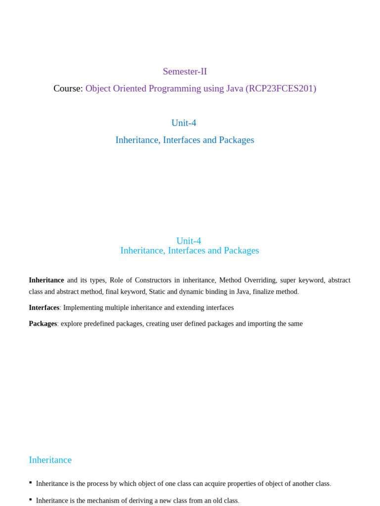 Java Inheritance, Interfaces, Packages Guide | PDF | Inheritance ...