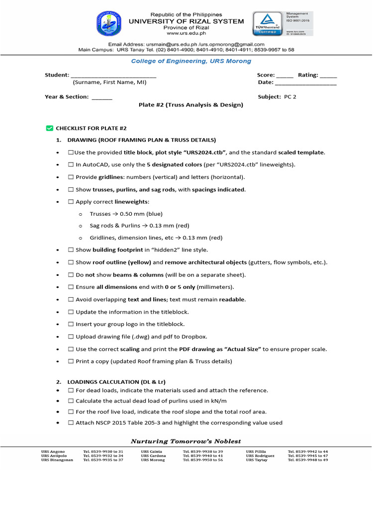 Checklist Plate-2 (1) | PDF | Truss