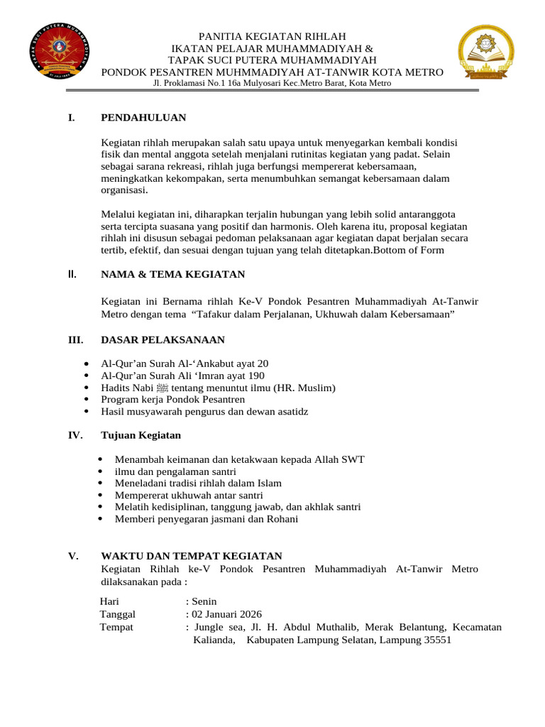 Rihlah Ke-V Pondok Pesantren 2026 | PDF